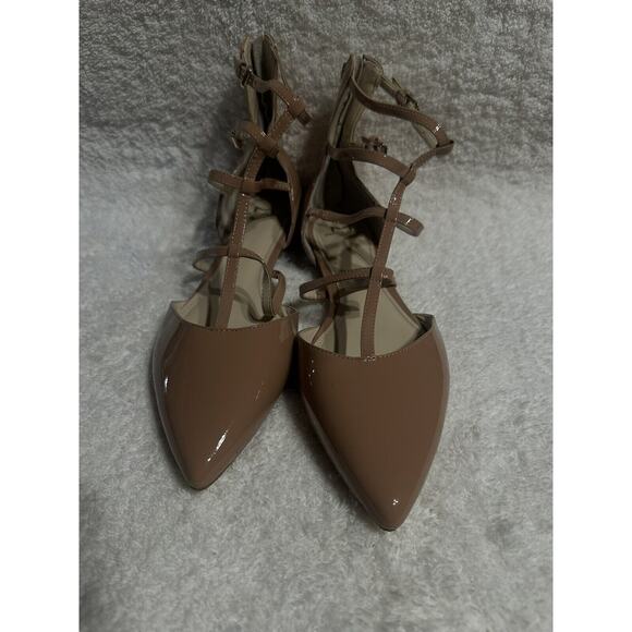 Marc Fisher Ltd. Scoutly Tan Beige Pony Ankle Pointy Toe Ballet Flats Size 8m - Picture 2 of 6